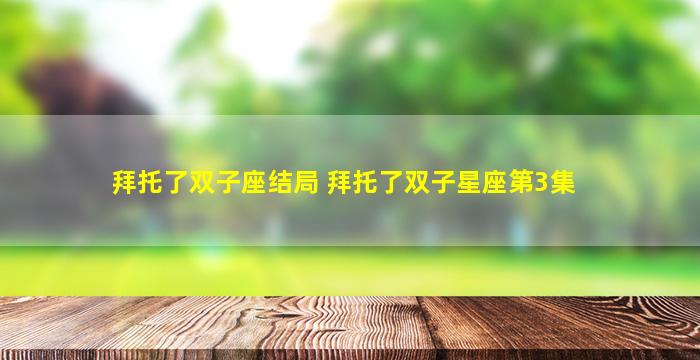 拜托了双子座结局 拜托了双子星座第3集